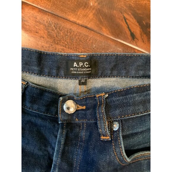 A.P.C. Petit Standard Blue Dark Wash Denim Slim Leg Jeans, Size 33 - Picture 3 of 6
